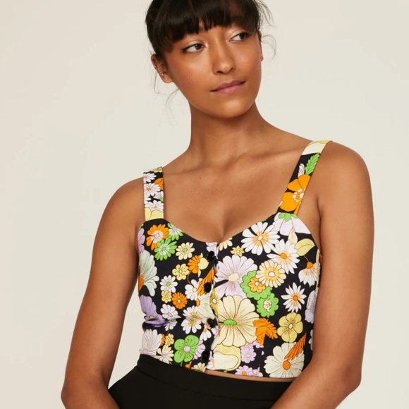 Maje 70s Floral Crop Top 1 - Picture 2 of 5